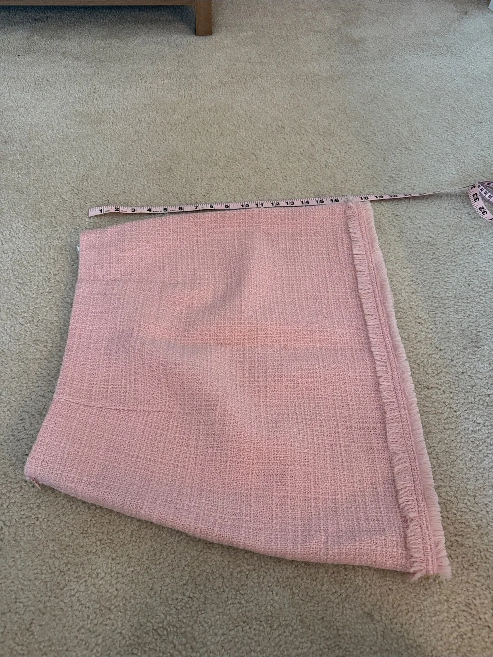 Tory Burch Pink Tweed Fringe A-Line Skirt